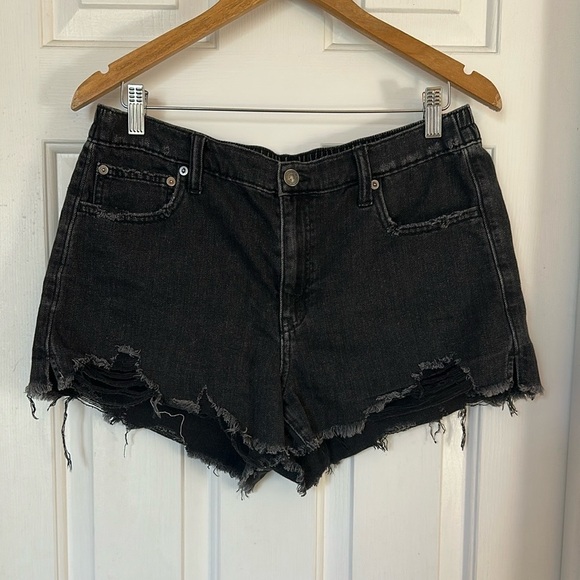 Aerie distressed daydream elastic waist black shorts large - Picture 1 of 4
